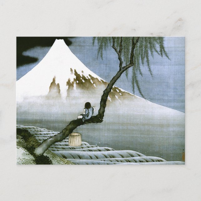 Postal 北 斎 Boy y Mt Fuji Bella Artes (Anverso)