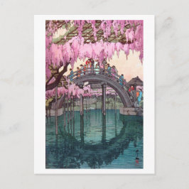 Postal 天 戸 亀, Puente Kameido, Hiroshi Yoshida, Woodcut