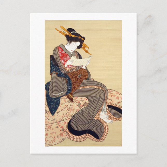 Postal 女, 国 貞 Mujer, Kunisada, Ukiyo-e (Anverso)