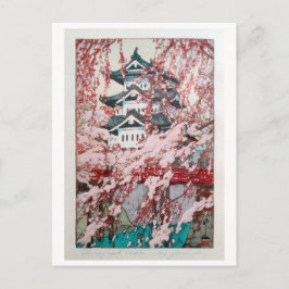 Postal 弘 前 城 の, flores de cerezo en el castillo de Hirosa