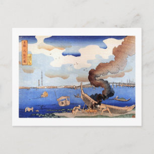 Postal 東 都 三 ツ 股 図, snihtém, río Sumida, Kuniyoshi, Ukiyo