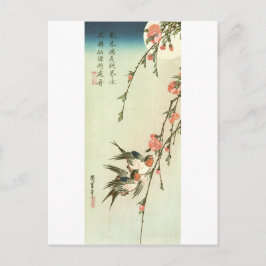 Postal 桃 の 花 に 燕, 重 Peach Blossom y Swallow, Hiroshige