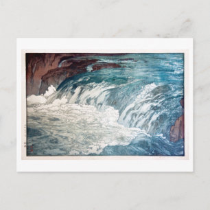 Postal 渓 流, Rapids, Hiroshi Yoshida, Woodcut