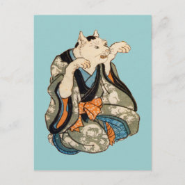 Postal 着 物 の 猫, 芳 藤 Kimono Cat, Yoshifuji, Ukiyoe