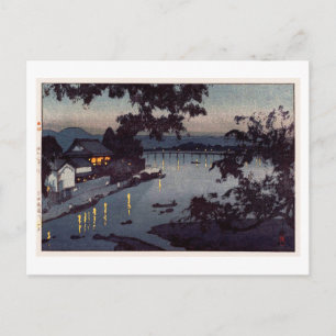 Postal 筑 後 川 の べ, noche en el río Chikugo, Hiroshi Yoshid