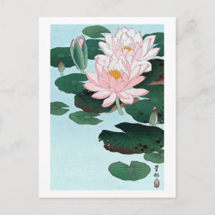 Postal 蓮 睡, 古 邨 Lily del Agua, Koson, Ukiyo-e