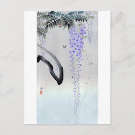 Postal 藤 の 花, 古 histeria de flores, Ohara Koson, Woodcut