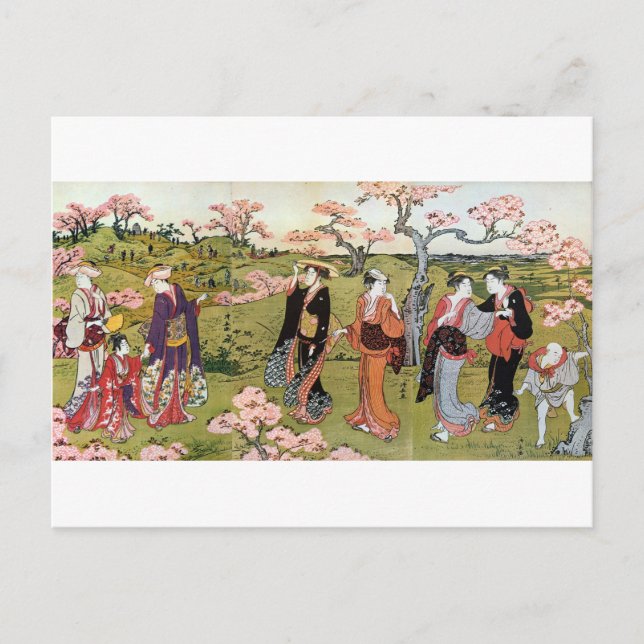 Postal 見 花, 清 長 de visualización de las flores, Kiyonaga, (Anverso)