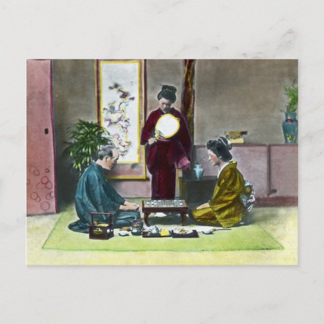 Postal 雀 tradicional japonesa tradicional de Mahjong 麻 (Anverso)