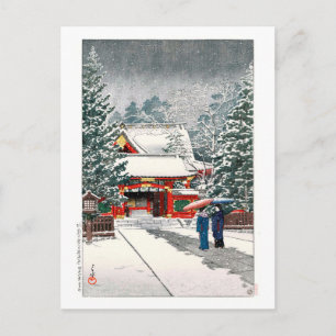 Postal 雪 の 日 枝 社, Nieve en el Hie Shrine, Hasui Kawase, W