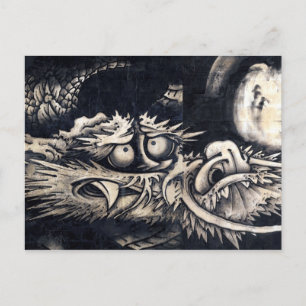 Postal 雲 龍 図, 曾 我 白 Dragon con Cloud, Sumi-e