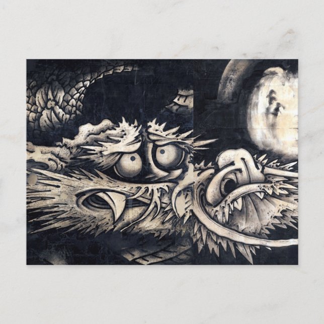 Postal 雲 龍 図, 曾 我 白 Dragon con Cloud, Sumi-e (Anverso)