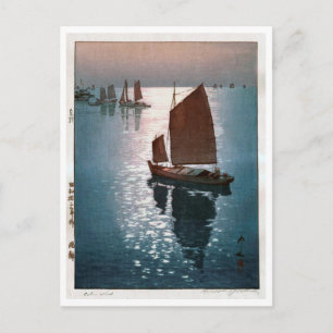 Postal 静 凪, 吉 田 viento tranquilo, Hiroshi Yoshida, Woodcu