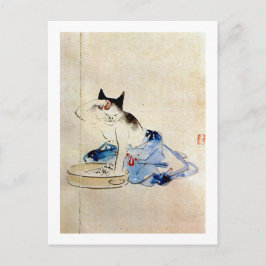 Postal 顔 を 洗 う 猫, 広 Lágrima 重 Cara De Gato, Hiroshige