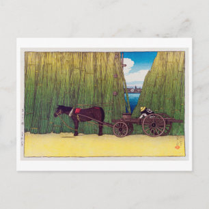 Postal 駒 形 河 岸, Komagata Embankment, Hasui Kawase, Woodcu