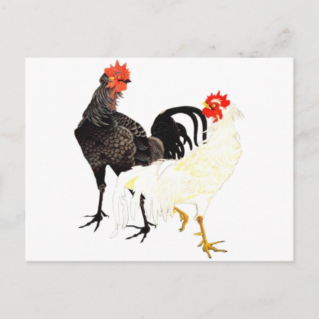 Postal 鶏 伊 藤 若 冲・リ・・・ snihtsnisnihtsni. (Anverso)