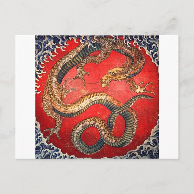 Postal 龍 斎 北, 北 の Dragón Hokusai, Hokusai (Anverso)