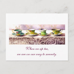 Postal 0001 Fila de tacups Alexandra Stoddard Postcard