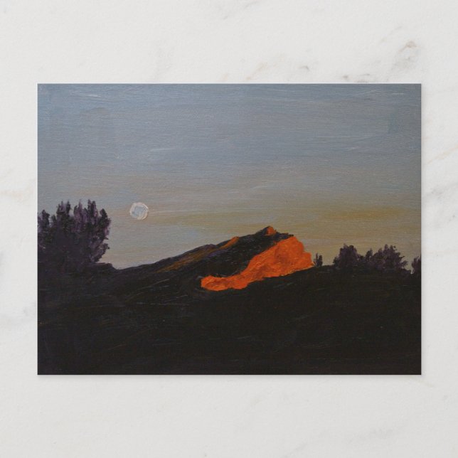 Postal 0008-luna llena puesta de sol en el Mte Ste Victoi (Anverso)