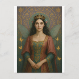 Postal 004_A fairy princess in muted rose and teal green.