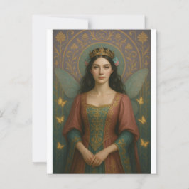 Postal 004_A fairy princess in muted rose and teal green.
