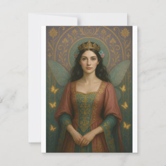 Postal 004_A fairy princess in muted rose and teal green.