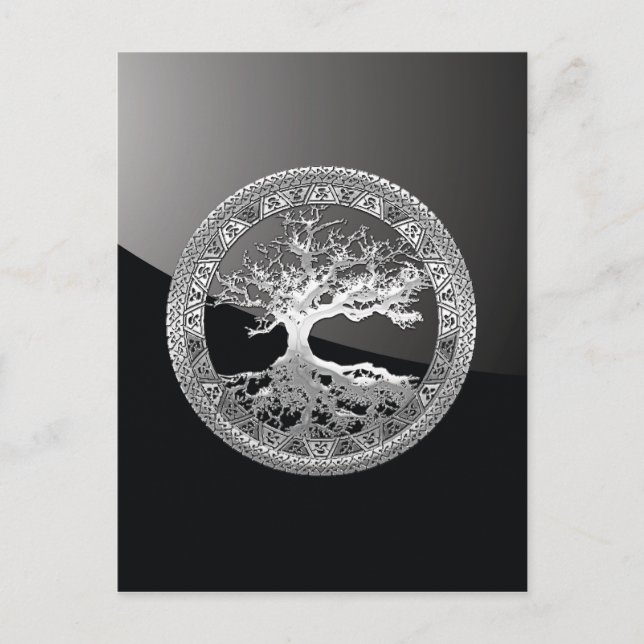 Postal [01] Árbol de vida celta plateado (Anverso)