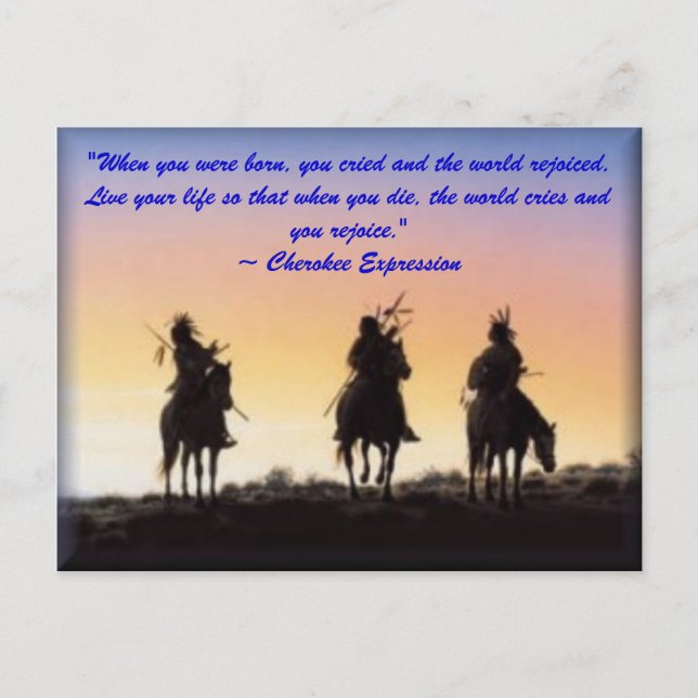 Postal 01_nativa_american, "Cuando naciste, eres... (Anverso)
