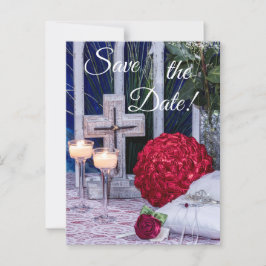 Postal 0294-Red Bouquet con Red Ring & Cross