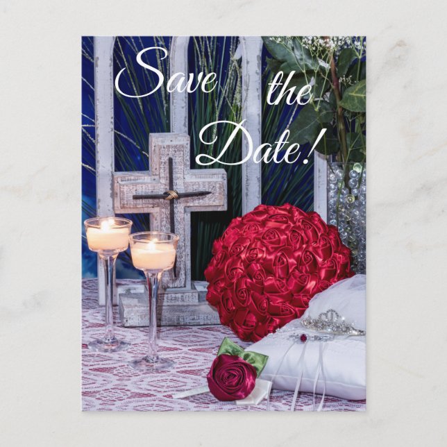 Postal 0294-Red Bouquet con Red Ring & Cross (Anverso)