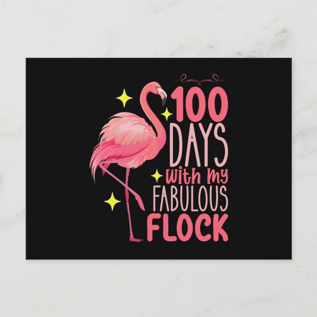 Postal 100 Días Con Mi Fabulosa Escuela Flamingo (Anverso)
