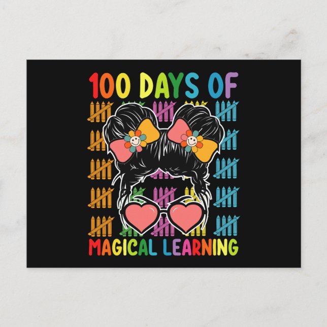 Postal 100 Días De Enseñanza Mágica Escuela Bun (Anverso)