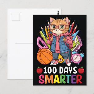 Postal 100 días de escuela educan niños Chicas gatos gati