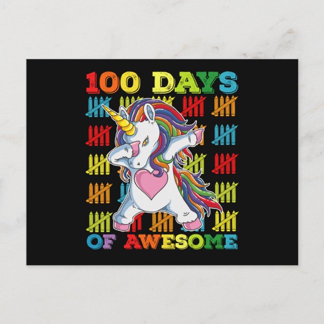 Postal 100 días de impresionante Unicornio (Anverso)