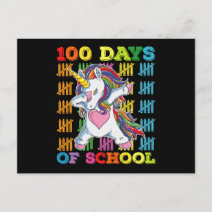 Postal 100 Días De Maestra De Unicornio Escolar