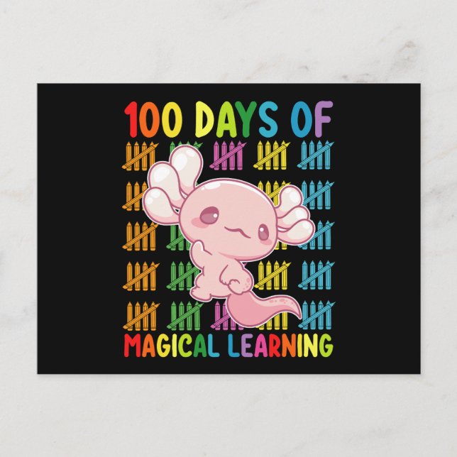 Postal 100 Días De Magical Learning Axolotl School (Anverso)