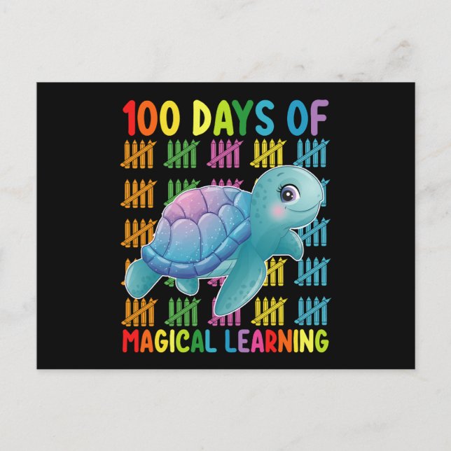 Postal 100 Días De Magical Learning Turtle School (Anverso)
