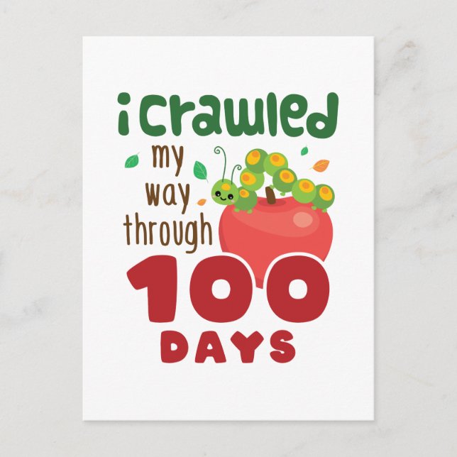 Postal 100 días de oruga escolar (Anverso)