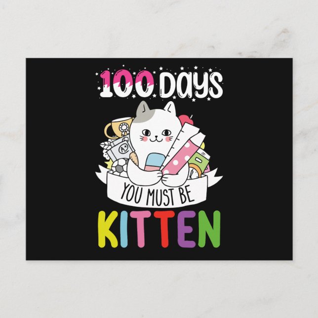 Postal 100 Días Debes Ser Gato Gatito De La Escuela (Anverso)