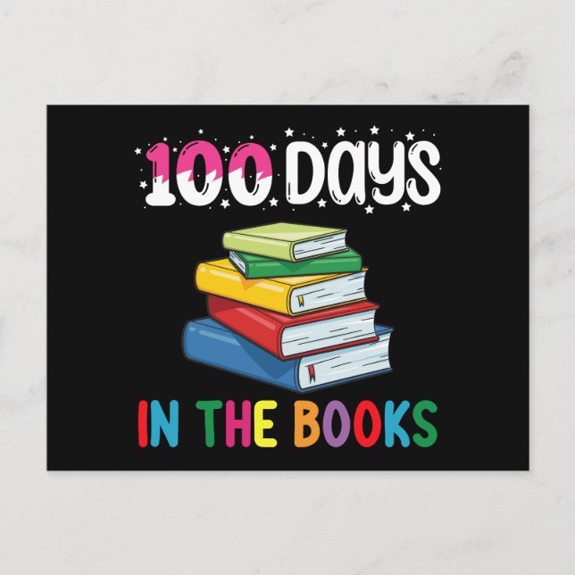 Postal 100 Días En La Escuela De Libros Leyendo Bibliotec (Anverso)