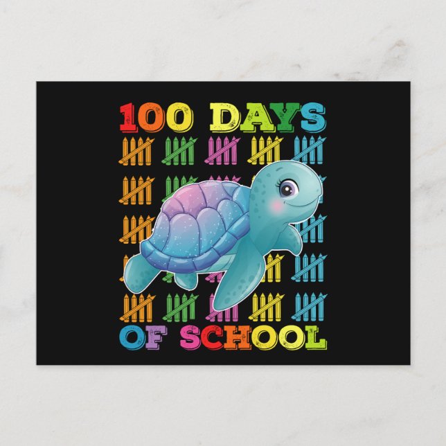 Postal 100 Días Escolares De Maestros De Tortuga (Anverso)
