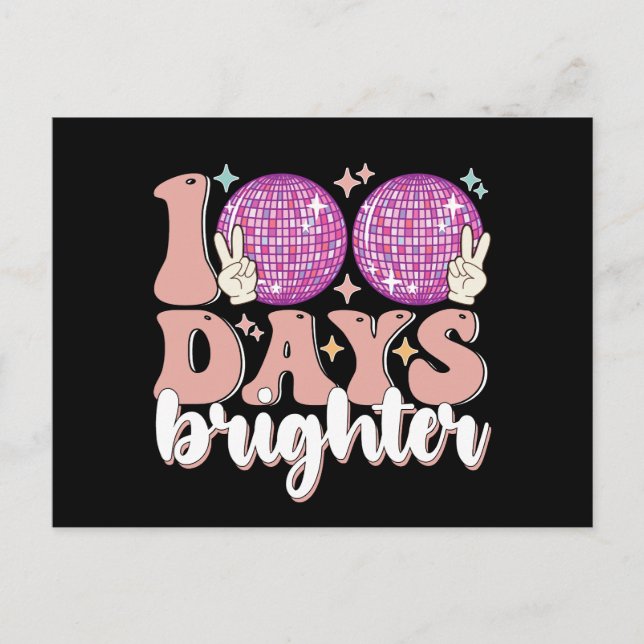 Postal 100 días más brillante Disco Ball 100 días de escu (Anverso)