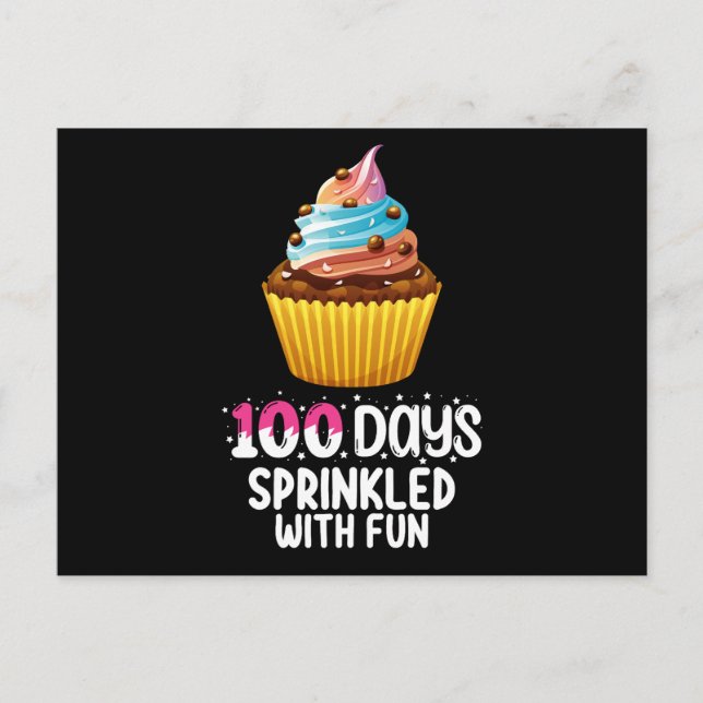 Postal 100 días salpicados con pasteles divertidos (Anverso)