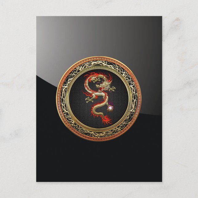 Postal [100] Dragón Chino Dorado Fucanglong (Anverso)
