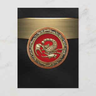 Postal [100] Escorpión de oro sagrado sobre rojo