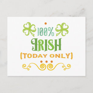 Postal 100% Irlandés Hoy Word Art