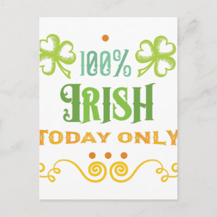 Postal 100% Irlandés Hoy Word Art