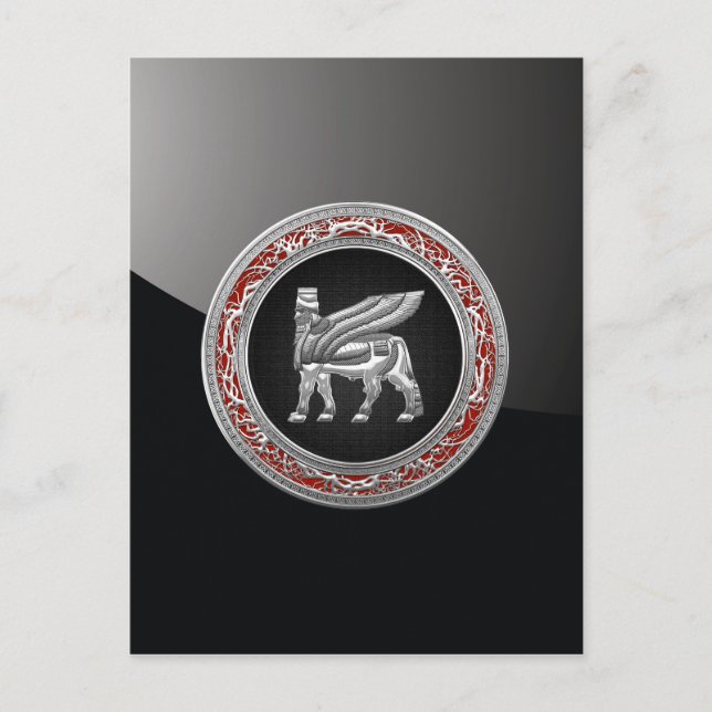 Postal [100] Toro alado babilónico [Plata] [3D] (Anverso)