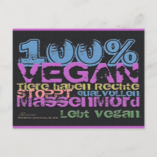 Postal 100% VEGAN -..- Postkarte