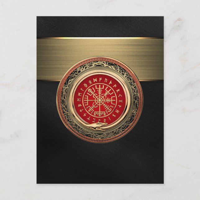Postal [100] Vegvisir - Viking Gold Magic Runic Compass (Anverso)